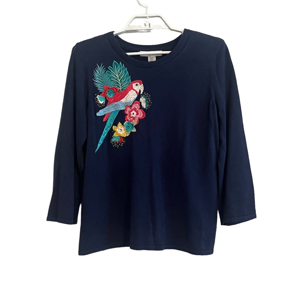 Tommy Bahama Embroidered Parrot Cotton Sweater